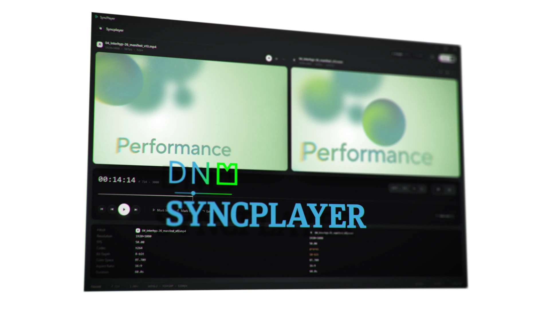 Interface der SyncPlayer Software zum Side-by-Side Vergleich von Videos für professionelle Performance-Analysen.